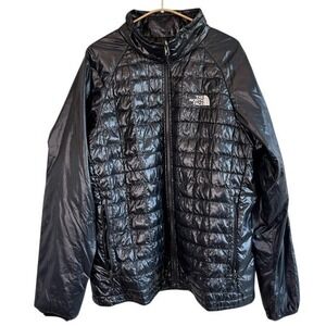 The North Face Thermoball Puffer Jacket Black Mens Large Quilted Zip Consign